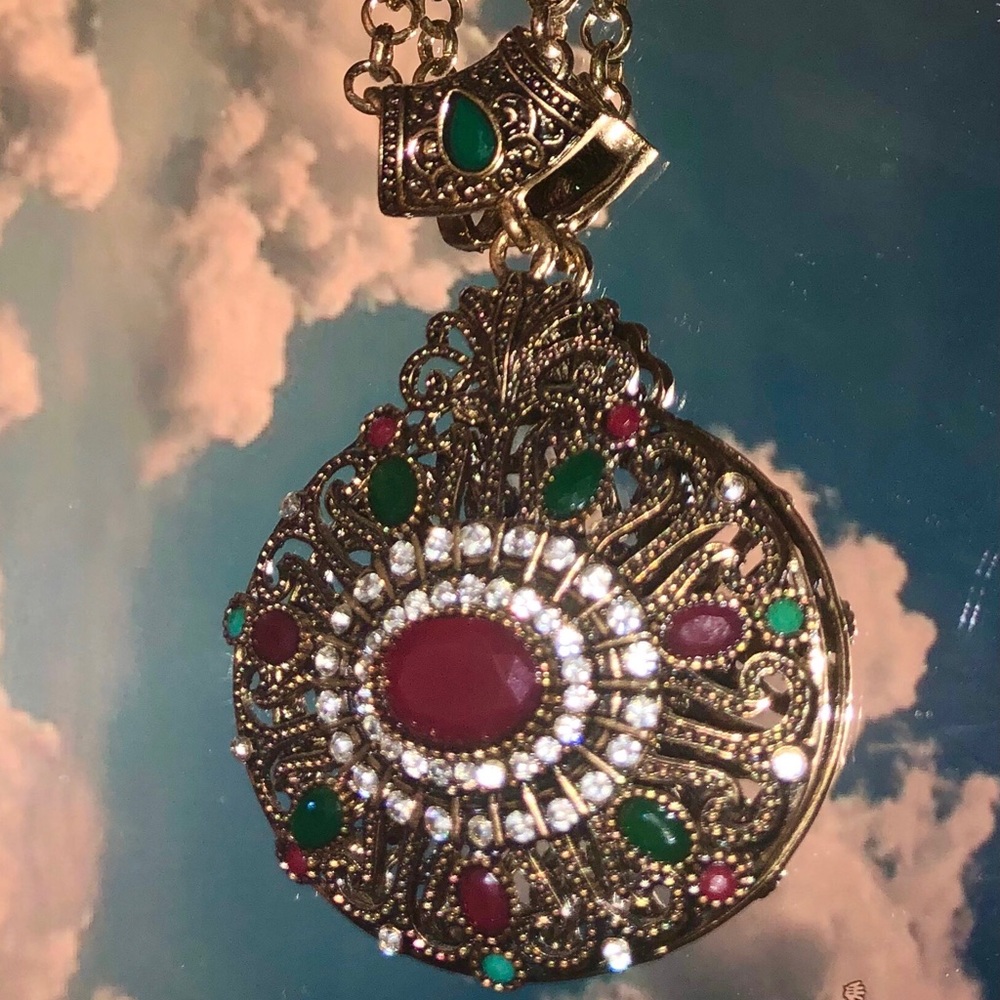 Turkish style pendant necklace with ring